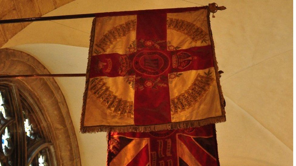 The regimental colours in Gloucester Cathedral