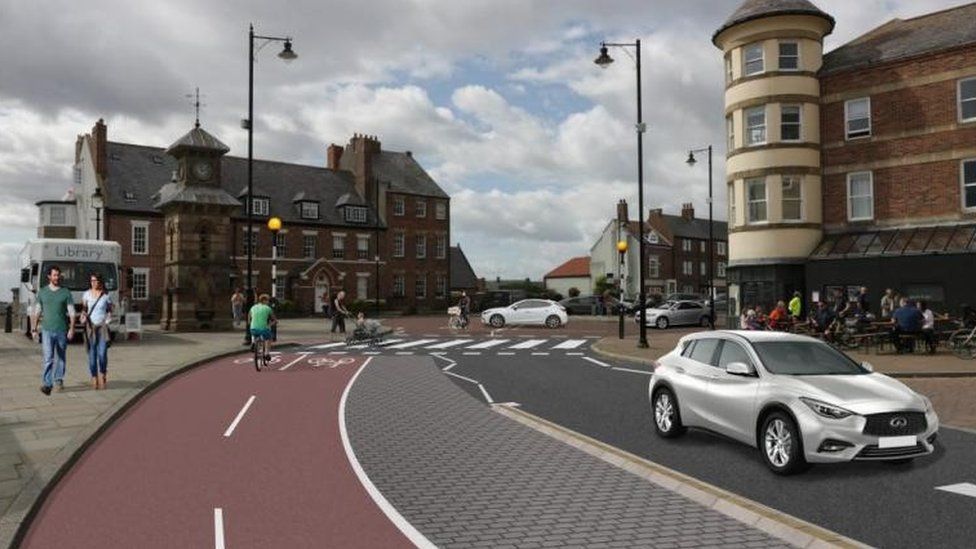 Computer generated image of the new cycle lane