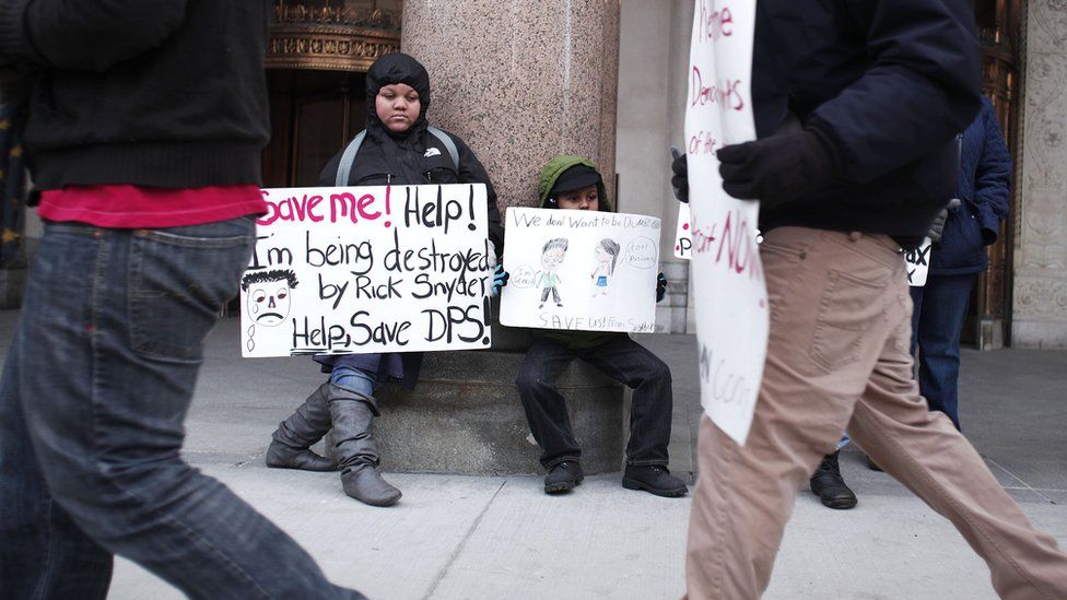 Protesters in Detroit in January