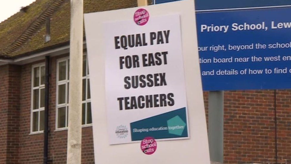 Banner outside Priory School in Lewes