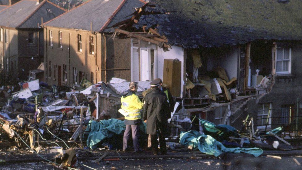 Damaged houses in Lockerbie
