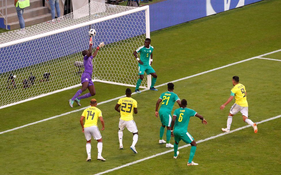 Colombia break the deadlock 73 minutes in with this header from Yerry Mina