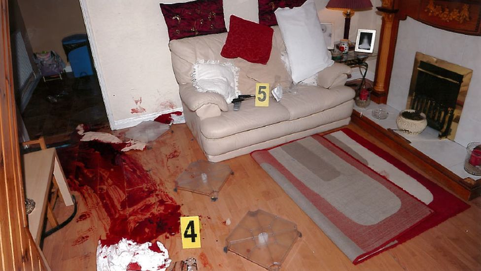 Following the sentencing, police released a photo of the heavily bloodstained scene of the shooting