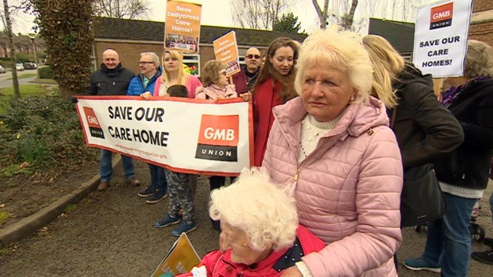 Protesters at the care home