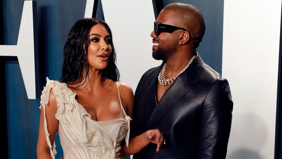 Kanye West with his wife Kim Kardashian West