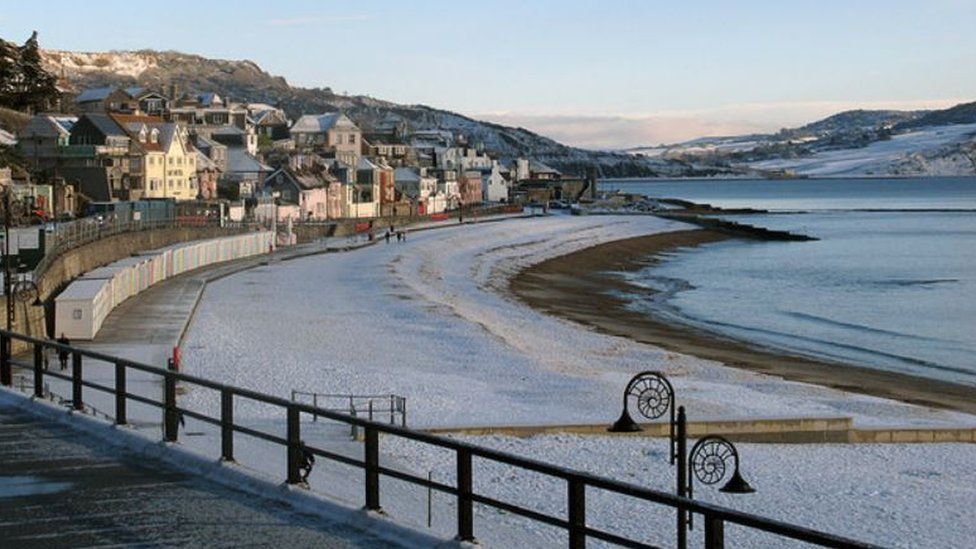 Lyme Regis beach in the winter