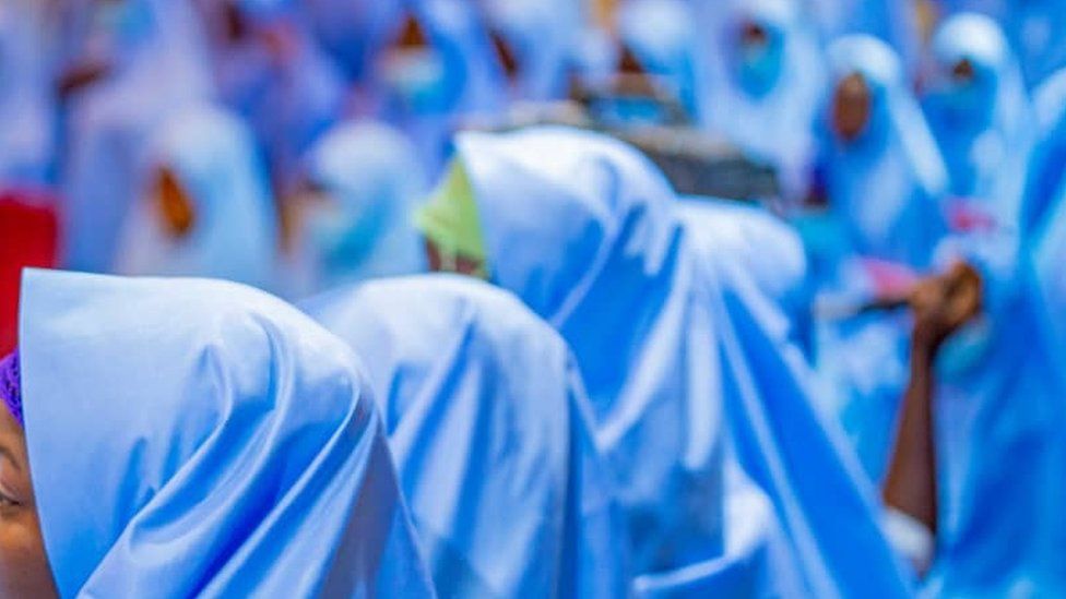 Girls in blue hijab