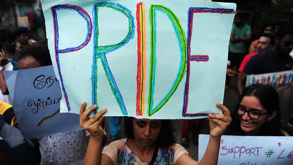 Indian members of the LGBT community take part in a pride parade, calling for freedom from discrimination on the grounds of sexual orientation