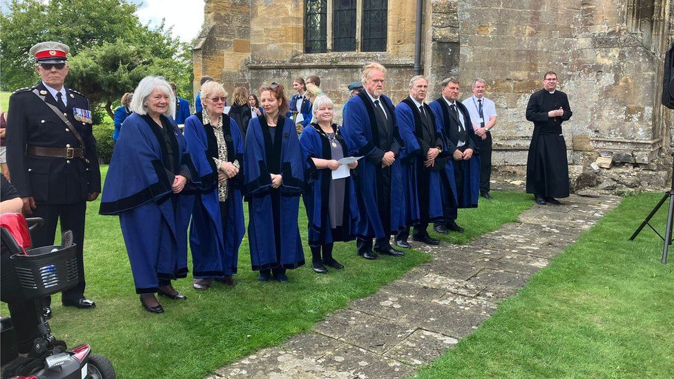 Tewkesbury councillors lined up in robes