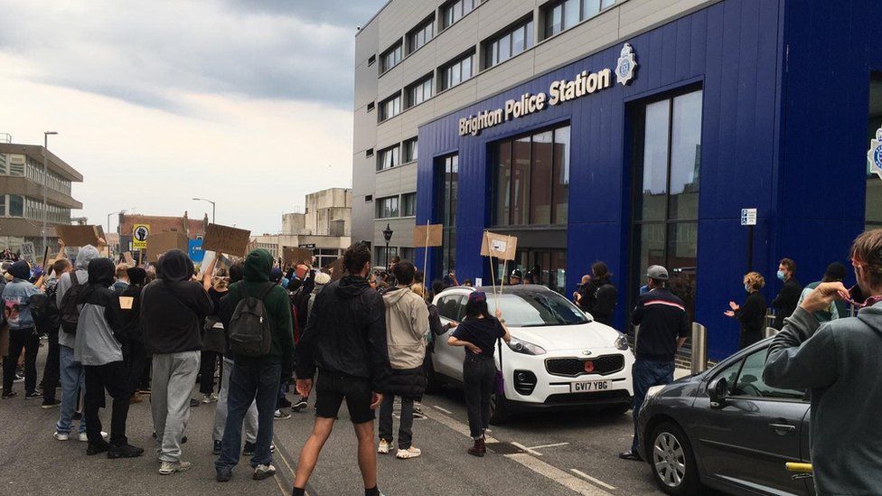 Protesters in Brighton