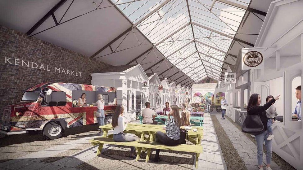 Artist's impression of a revamped Market Hall in Kendal