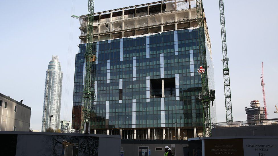 Work continues on the site of the new United States embassy in Battersea on November 23, 2015 in London, England.