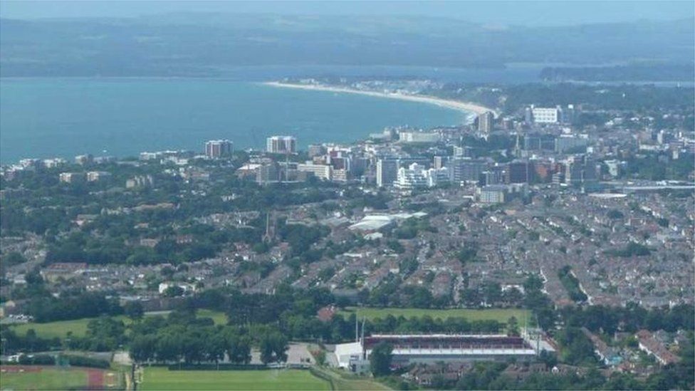 Aerial view of Bournemouth and Poole