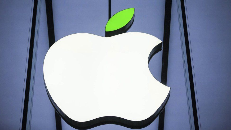 Apple logo on side of store