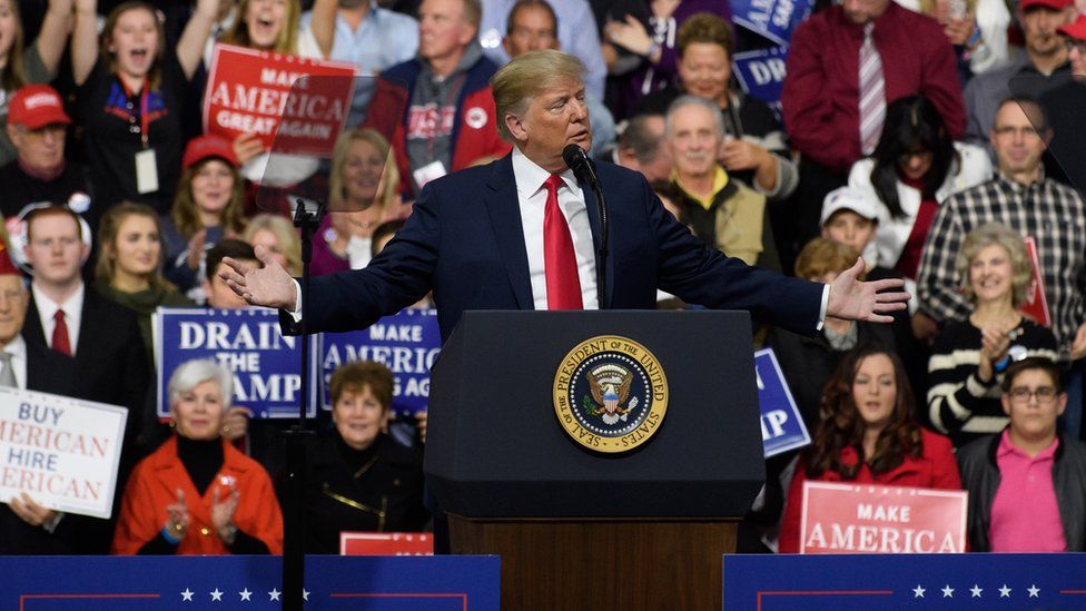 President Donald J. Trump speaks to supporters at the Atlantic Aviation Hanger on March 10, 2018 in Moon Township, Pennsylvania