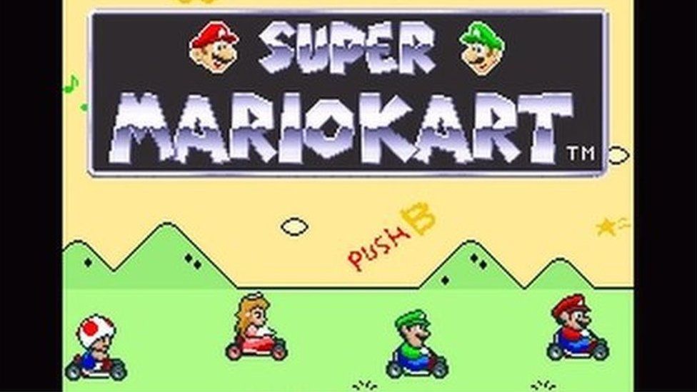 Super Mario Kart title screen