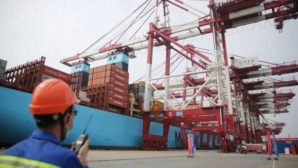 Containers at Qingdao port, china