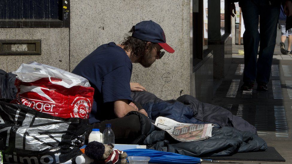 Homeless man in Victoria