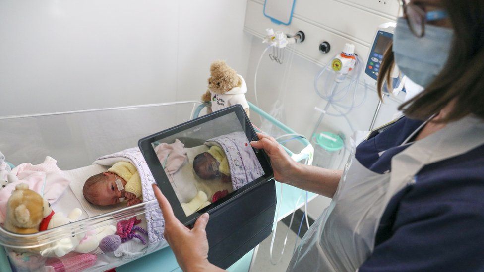 Baby being filmed on an iPad in May 2020