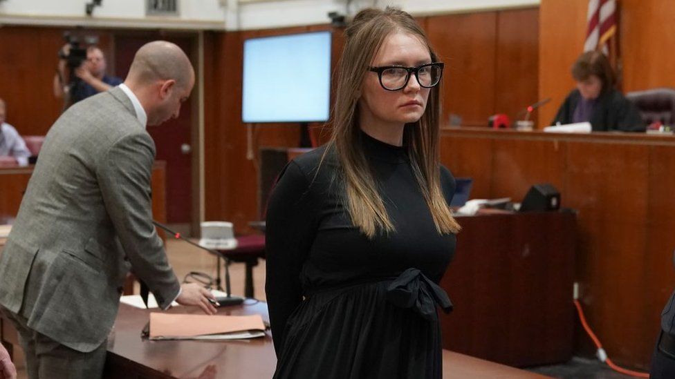 Fake German heiress Anna Sorokin is led away after being sentenced in Manhattan Supreme Court May 9, 2019 following her conviction last month on multiple counts of grand larceny and theft of services