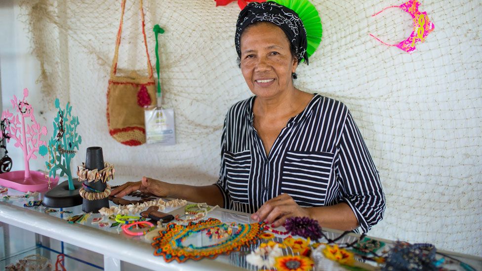 Woman selling handicrafts