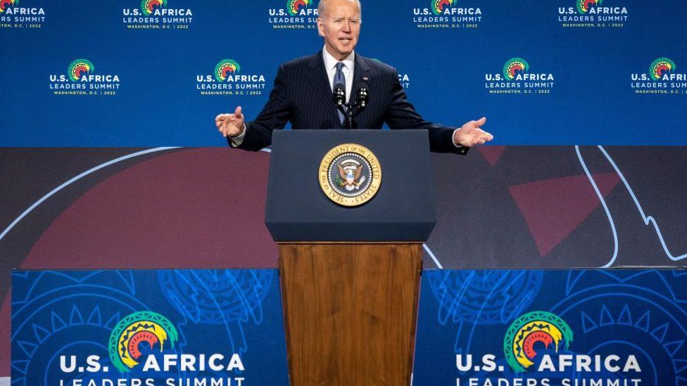 US President Joe Biden delivers remarks during the U.S. Africa Leaders Summit at the Walter E. Washington Convention Center in Washington, DC, USA, 14 December 2022