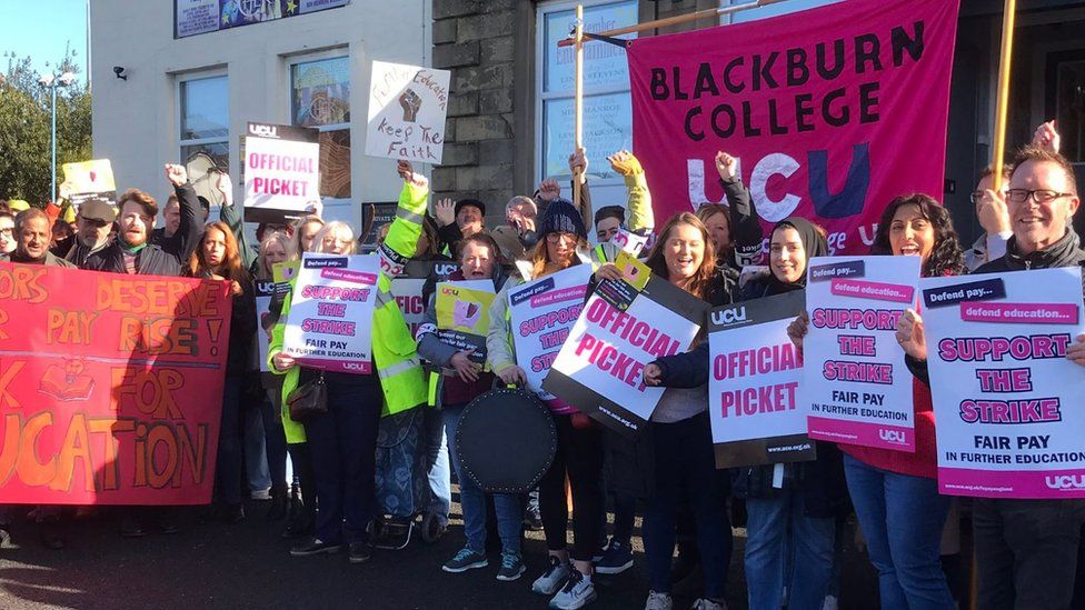 Picket line at Blackburn College