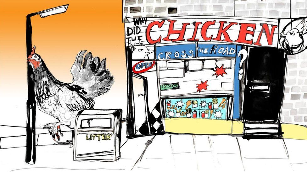Illustration of a fast food chicken restaurant