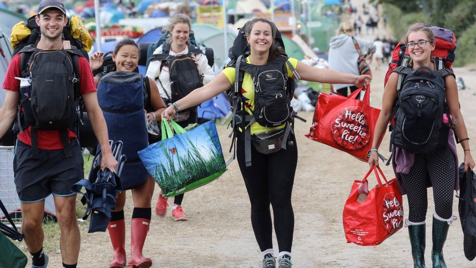 Festival-goers at Worthy Farm last time out, in 2019