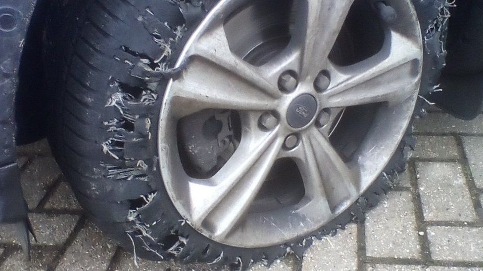 Lesley Rudling's tyre