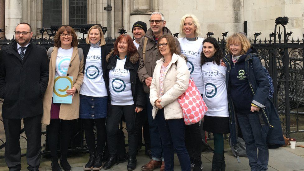 Stefan Drexler and disability campaigners outside court