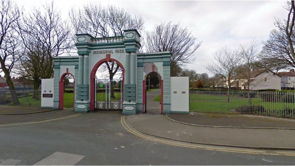 Entrance to Fleetwood Memorial Park in Lancashire