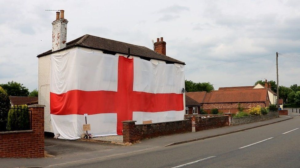 The giant England flag at John Jupp's house