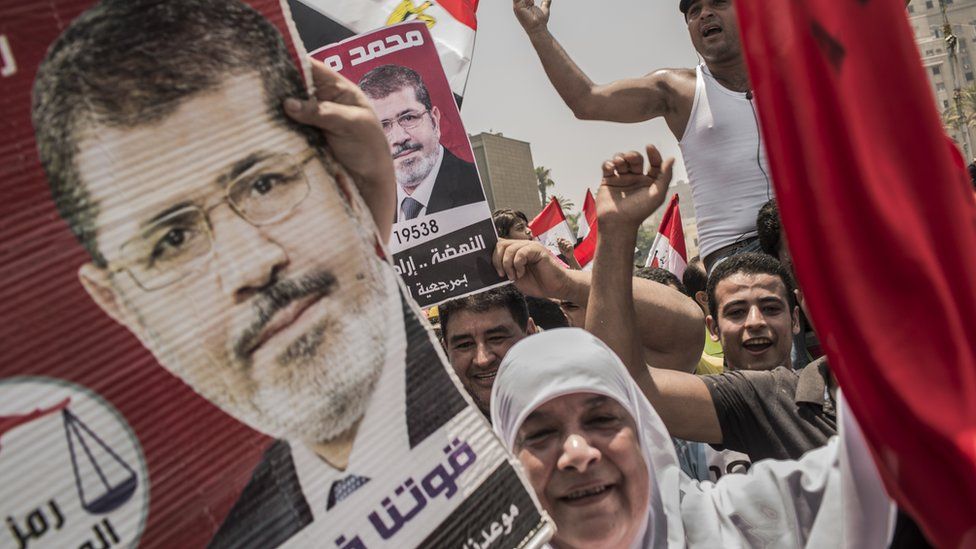 Supporters of ousted Egyptian President Mohammed Morsi in Cairo in June 2012