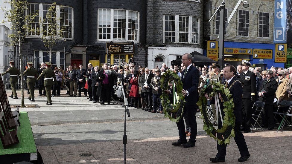 A wreath-laying ceremony was held in Cork's Grand Parade to commemorate the first shots of the Easter Rising
