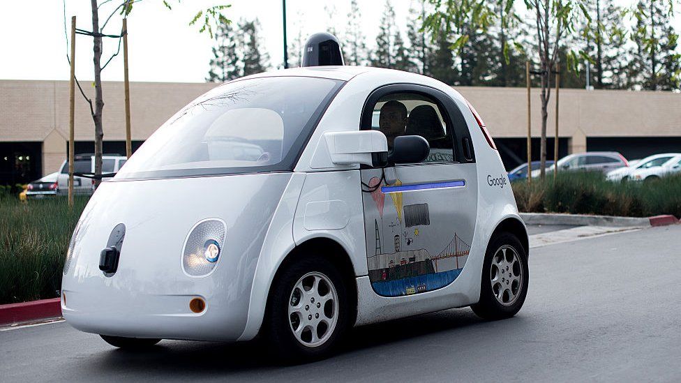 Google driverless car in Mountainview, California