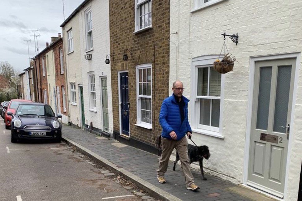 Jim and Heidi walking in St Albans