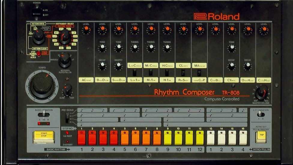 A picture of the much-loved TR-808 drum machine created by Ikutaro Kakehashi