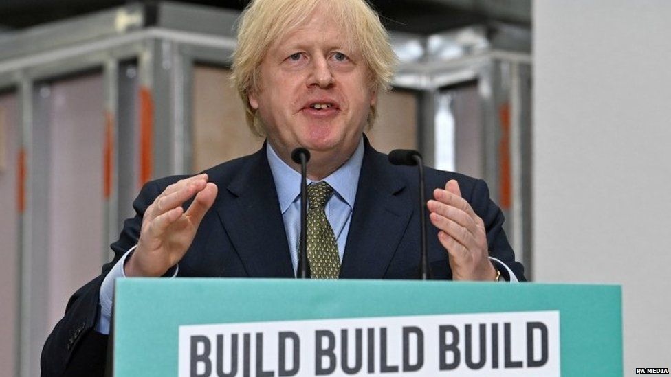 Boris Johnson setting out infrastructure plans last month