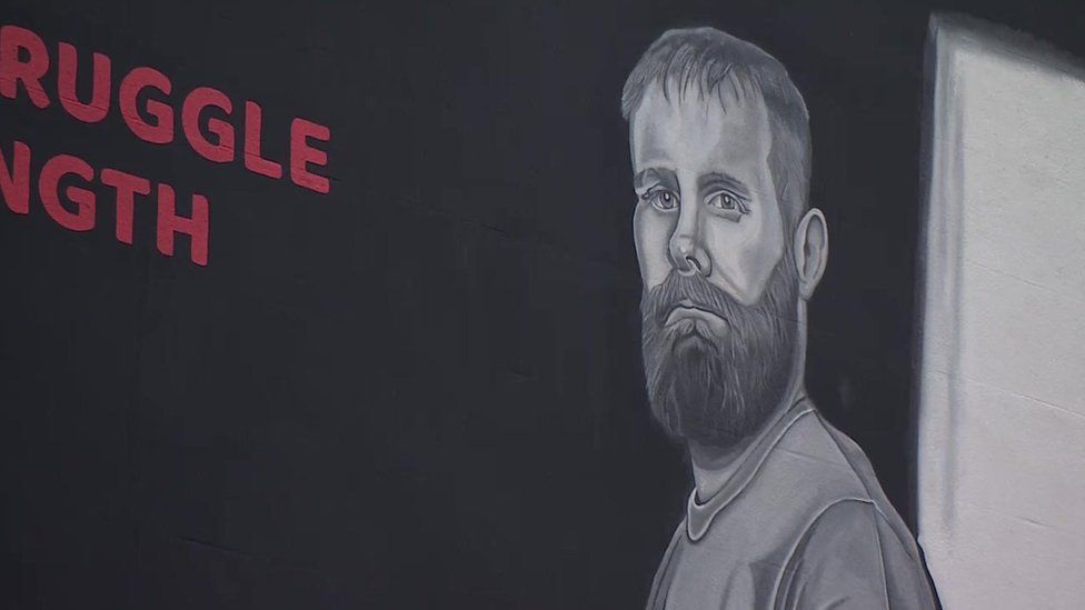 Close up of the mural of Mark Ormrod