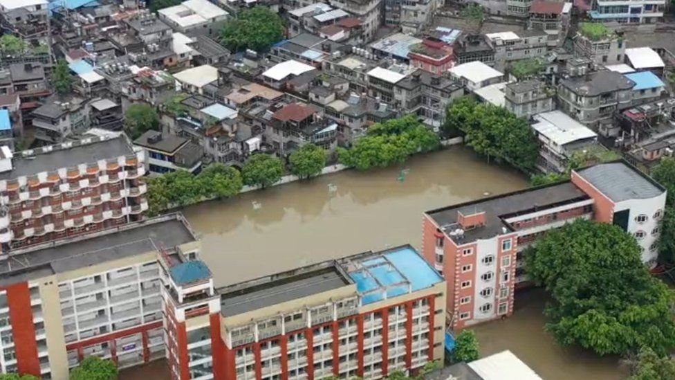 flooding following heavy rainfall brought by Typhoon Talim, in Fuzhou, Fujian province, China
