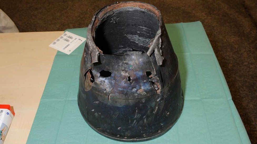Damaged Venturi exhaust component from Buk missile