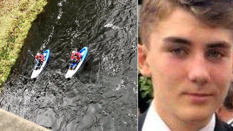 Kayaks searching River Dee, and Liam Smith