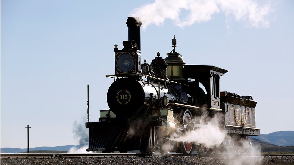 Vintage 11x14 Photo Transcontinental Railroad Steam Locomotive Wyoming Station 
