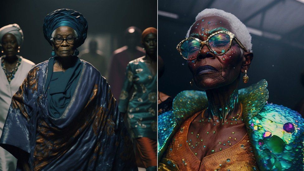 The Nigerian AI artist reimagining a stylish old age - BBC News