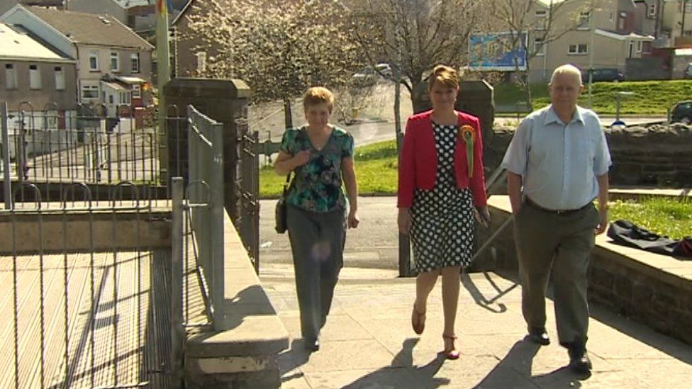 Leanne Wood turns out to vote in the Welsh Assembly election
