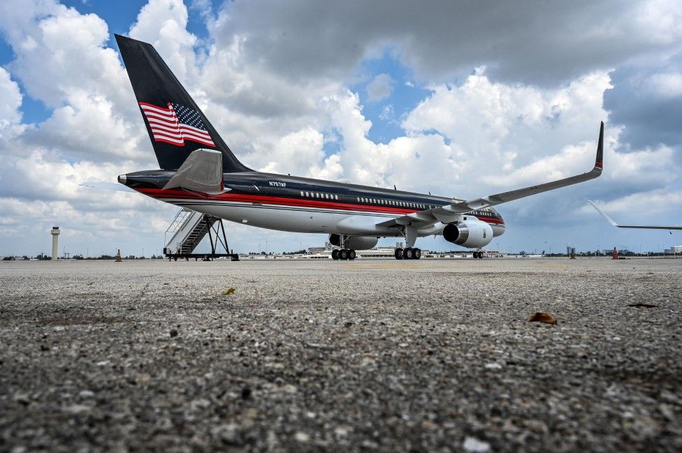 Trump's private plane parked at Palm Beach airport