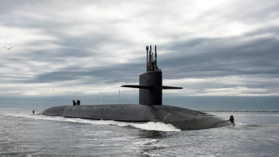 The Ohio-class ballistic missile submarine USS Tennessee returns to Naval Submarine Base Kings Bay, Georgia, US 6 February 2013.
