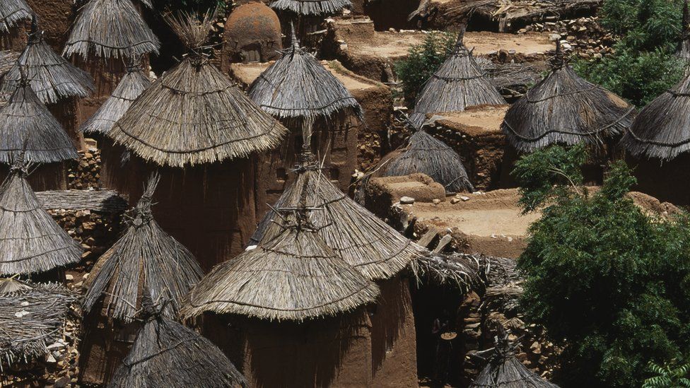 Thatch roof huts are seen in this file photo of a traditional Dogon village