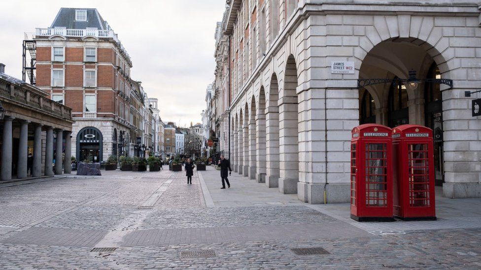 Red telephone boxes in Covent Garden